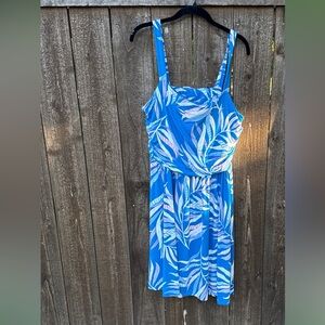 Soma Palms Blue Tropical Print Dress XXL NWT | Built-In Bra + Pockets